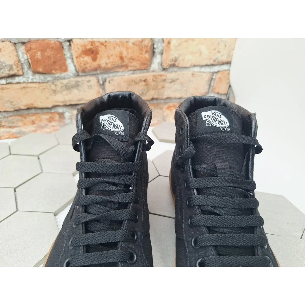 Vans Sk8-Hi Reissue Canvas Black Gum Mens Sz 6.5 Womens Sz 8 Skate Shoes Rare